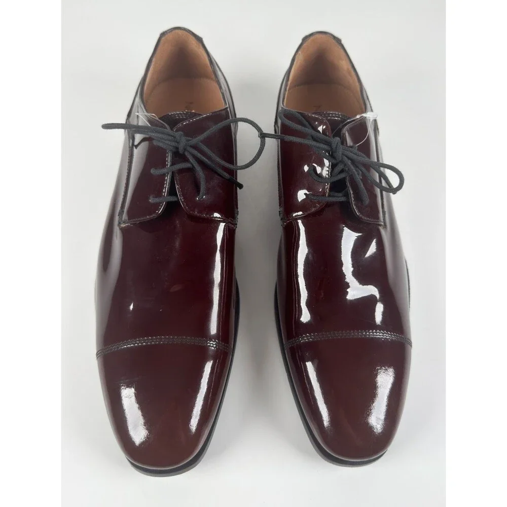 Neil Barrett Patent Leather Burgundy Brown Men's Oxford Shoes EU 43 US 10 Italy